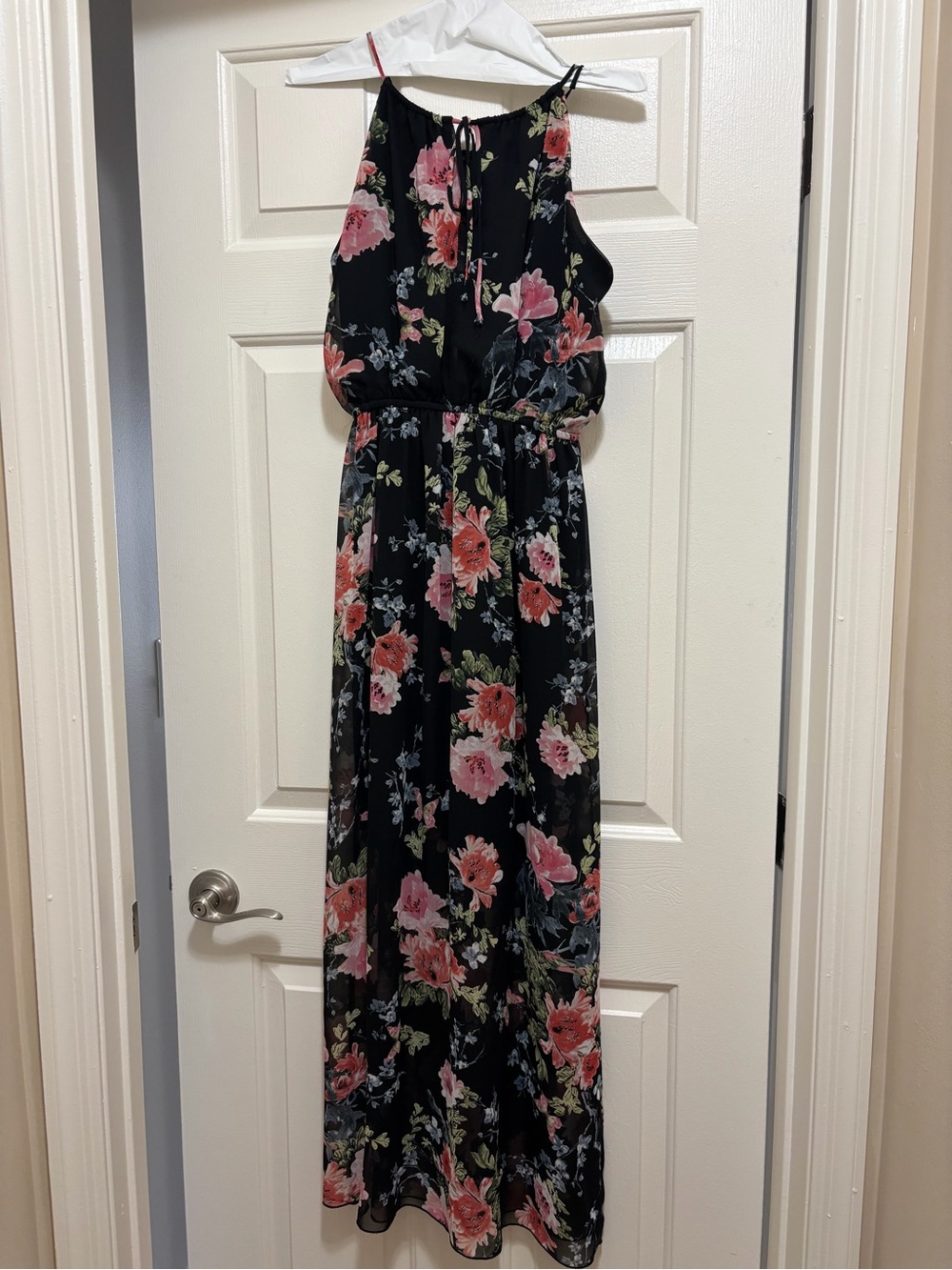 Sweet Storm Black Dress with Pink and Coral Floral Print